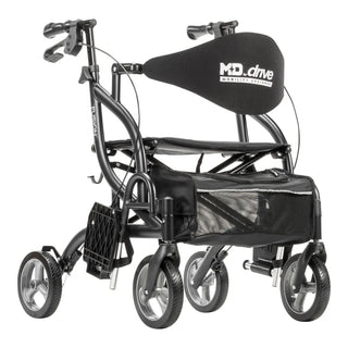 Drive Medical MD700935BK/BL/GN MD by Drive Fusion 2 in 1 Rollator/Transport Chair, 19.5" Seat, 300 lbs Weight Capacity