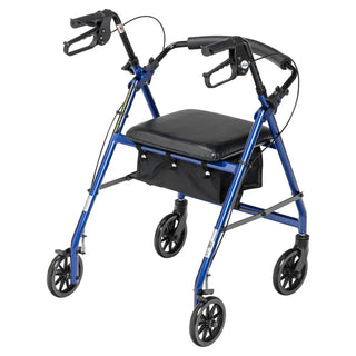 Drive Medical R726BK/BL/RD Rollator Rolling Walker w/ 6" Wheels, Fold Up Removable Back Support and Padded Seat, 14" Seat