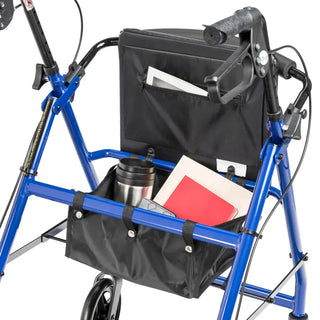 Drive Medical R726BK/BL/RD Rollator Rolling Walker w/ 6" Wheels, Fold Up Removable Back Support and Padded Seat, 14" Seat