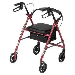 Drive Medical R726BK/BL/RD Rollator Rolling Walker w/ 6" Wheels, Fold Up Removable Back Support and Padded Seat, 14" Seat
