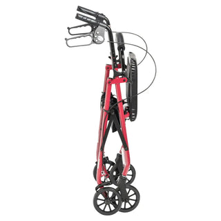 Drive Medical R726BK/BL/RD Rollator Rolling Walker w/ 6" Wheels, Fold Up Removable Back Support and Padded Seat, 14" Seat