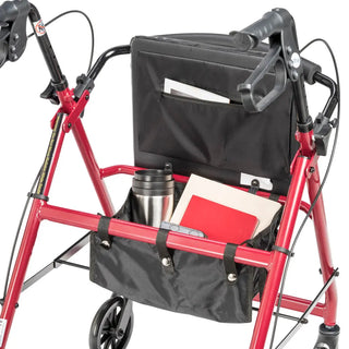 Drive Medical R726BK/BL/RD Rollator Rolling Walker w/ 6" Wheels, Fold Up Removable Back Support and Padded Seat, 14" Seat