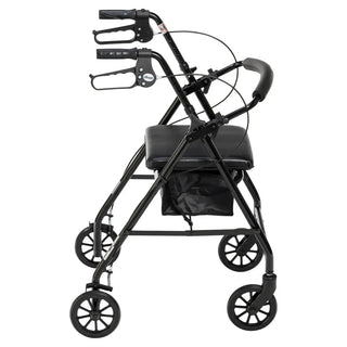 Drive Medical R726BK/BL/RD Rollator Rolling Walker w/ 6" Wheels, Fold Up Removable Back Support and Padded Seat, 14" Seat