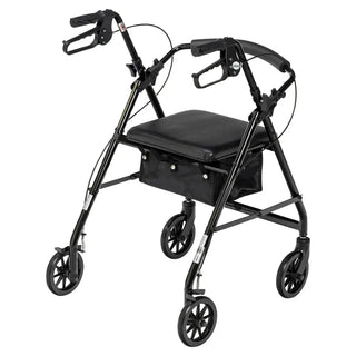 Drive Medical R726BK/BL/RD Rollator Rolling Walker w/ 6" Wheels, Fold Up Removable Back Support and Padded Seat, 14" Seat