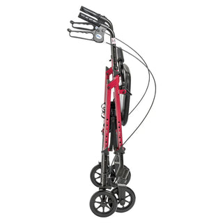 Drive Medical RTL10261RD Adjustable Height Foldable Red Rollator with 6" Casters, 300 lbs Weight Capacity
