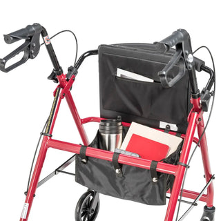 Drive Medical RTL10261RD Adjustable Height Foldable Red Rollator with 6" Casters, 300 lbs Weight Capacity