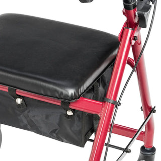 Drive Medical RTL10261RD Adjustable Height Foldable Red Rollator with 6" Casters, 300 lbs Weight Capacity