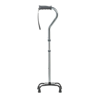Drive Medical RTL10310FCH Folding Quad Cane, Small Base, Charcoal,  30”-39” Handle Height