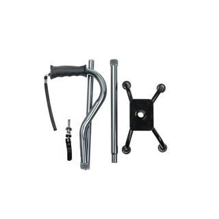 Drive Medical RTL10310FCH Folding Quad Cane, Small Base, Charcoal,  30”-39” Handle Height