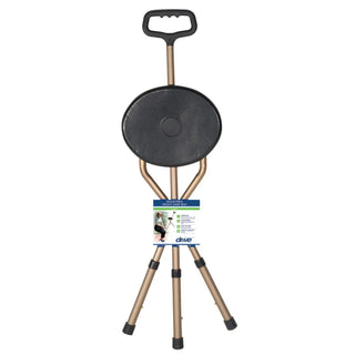 Drive Medical RTL10365-ADJ Folding Lightweight Cane Seat, Adjustable Height, 250 lbs Weight Capacity, 21" Seat to Floor Height