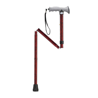 Drive Medical RTL10370BC/RTL10370RC Adjustable Lightweight Folding Cane with Gel Hand Grip, Blue or Red Crackle, 32" - 36" Handle Height