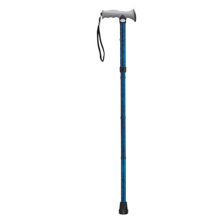 Drive Medical RTL10370BC/RTL10370RC Adjustable Lightweight Folding Cane with Gel Hand Grip, Blue or Red Crackle, 32" - 36" Handle Height
