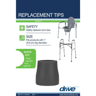 Drive Medical RTL10389GB Utility Replacement Tip, 1", Gray, 1/EA
