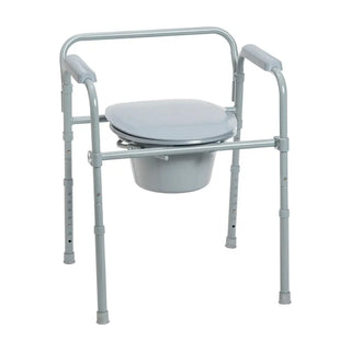 Drive Medical RTL11158KDR Steel Folding Frame Commode, 13.75" Seat Width, 350 lbs Weight Capacity