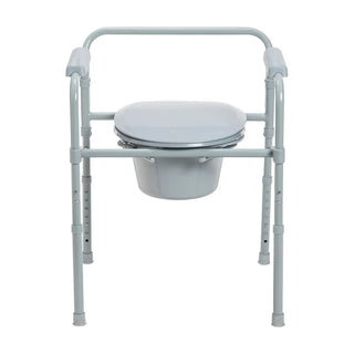 Drive Medical RTL11158KDR Steel Folding Frame Commode, 13.75" Seat Width, 350 lbs Weight Capacity
