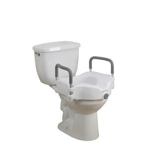Drive Medical RTL12027RA Elevated Raised Toilet Seat with Removable Padded Arms, Standard Seat