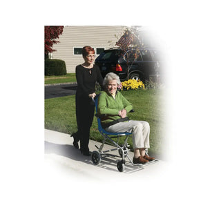 Drive Medical SL18 Super Light Folding Transport Wheelchair with Carry Bag and Flip-Back Arms, 18" Seat, 250 lbs Weight Capacity