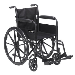 Drive Medical SSP118FA-SF Silver Sport 1 Wheelchair with Full Arms and Swing away Removable Footrest, 18" Seat