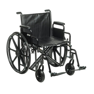 Drive Medical STD22ECDDA-ELR/STD22ECDDA-SF Bariatric Sentra EC Heavy-Duty Wheelchair, 22" Seat, Detachable Desk Armrest, Elevating Footrest or Swing Away Leg Rest