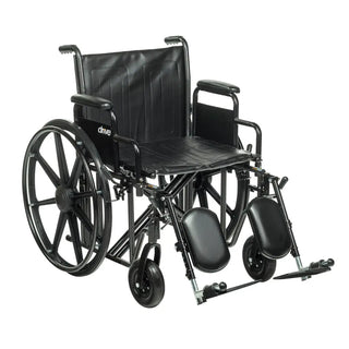 Drive Medical STD22ECDDA-ELR/STD22ECDDA-SF Bariatric Sentra EC Heavy-Duty Wheelchair, 22" Seat, Detachable Desk Armrest, Elevating Footrest or Swing Away Leg Rest