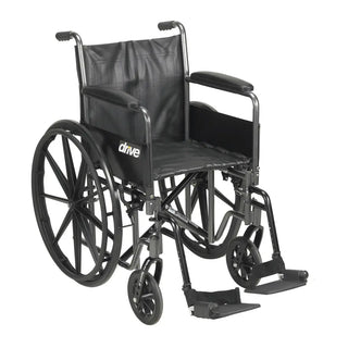 Drive Medical Silver Sport 2 Wheelchair, Detachable Desk Arm or Full Arm, Swing Away Footrests or Elevating Legrests, 16/18/20" Seat