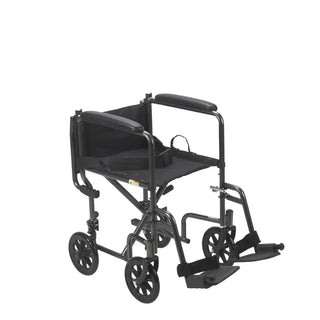 Drive Medical TR37E-SV/TR39E-SV Lightweight Steel Transport Wheelchair, Fixed Full Arms, 17" or 19" Seat, 250 lbs Weight Capacity