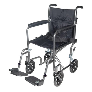 Drive Medical TR37E-SV/TR39E-SV Lightweight Steel Transport Wheelchair, Fixed Full Arms, 17" or 19" Seat, 250 lbs Weight Capacity