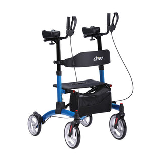 Drive Medical UPWKRBL10 10” Multi-Terrain Front Wheels Elevate Upright Walker Blue
