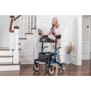 Drive Medical UPWKRBL10 10” Multi-Terrain Front Wheels Elevate Upright Walker Blue