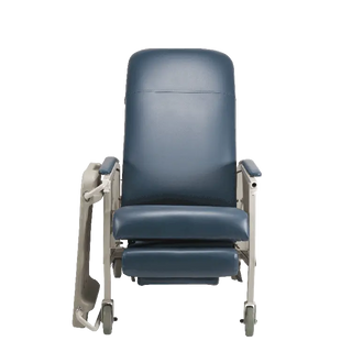 Blue recliner chair on a white background