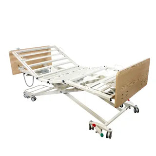 Electric hospital Dynarex 12003 D300 LTC 5 Function Low Bed with adjustable head and foot sections on a white background