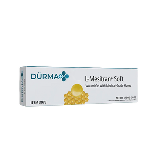 Box of Durma L-Mesitran Soft wound gel with medical-grade honey on a white background