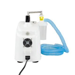 White Dynarex 33952 Resp-O2™ 50 PSI Compressor with a blue hose on a white background