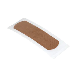 Dynarex 3636BULK Brown ColorFit Adhesive Fabric Bandages Flexible Fabric Absorbent Pad on a white background
