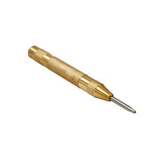 Gold-colored Dynarex 4202 Code Blue Care Window Punch with a pointed end on a white background