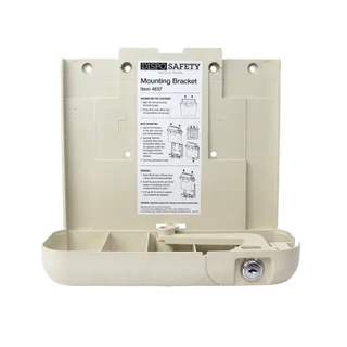 Beige Dynarex 4637 Dispo Safety Mounting Bracket with safety label on a white background