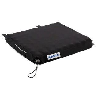Black Dynarex Bari+Max Bariatric Air Cushion with a visible brand logo on a white background