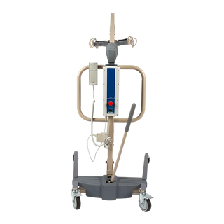 Dynarex Bari+Max Bariatric Electric Patient Lift on a stand with wheels on a white background