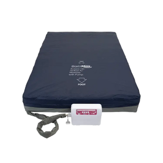 Navy blue Dynarex Bari+Max Bariatric HD Airfloat Air Mattress w/ Pump on a white background