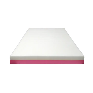 White foam pad with a pink edge on a white background