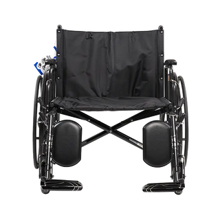 Black manual Dynarex Bari+Max Bariatric HD Wheelchair with Elevating Leg Rest with a black cover on a white background