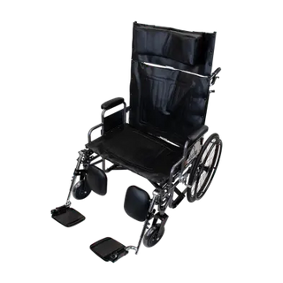 Black manual Dynarex Bari+Max Bariatric Reclining Wheelchair w/ ELR on a white background
