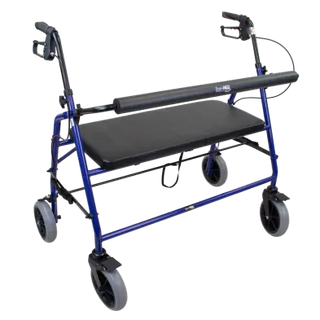 Blue Dynarex Bariatric HD Rollator, 1/pc with wheels on a white background
