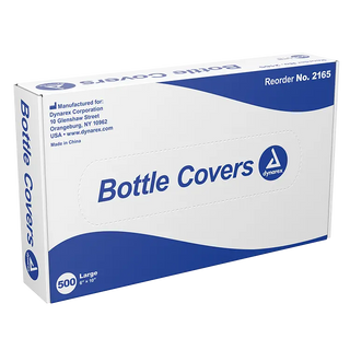Box of Dynarex Bottle Covers with Dynarex branding on a white background