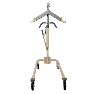 Medical patient lift with wheels on a white background