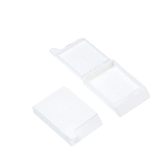 Three white Dynarex LabChoice Embedding Cassette on a white background