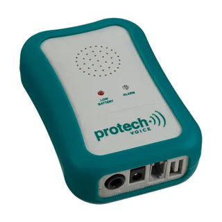 Teal and white electronic device with 'protech' branding on a white background 