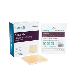 Dynarex SiliGentle 3056 Silicone Foam Dressing packaging on a white background