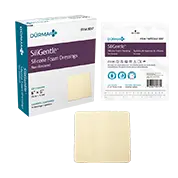 Box of Dynarex SiliGentle 3057 Silicone Foam Dressing with a single strip displayed in front