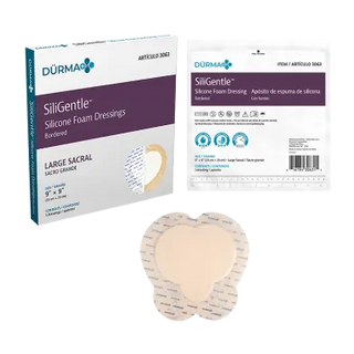 Dynarex SiliGentle 3063 Silicone Foam Dressing with packaging on a white background